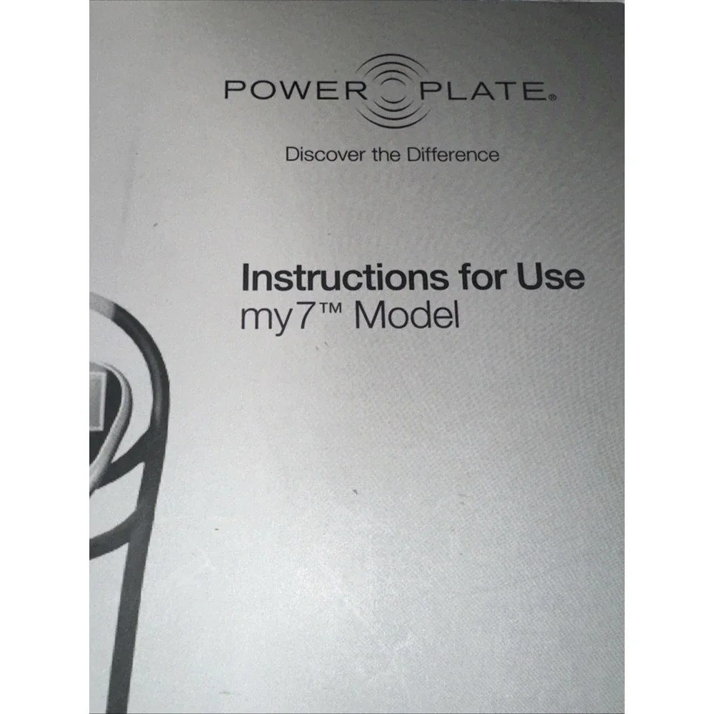 Power Plate My7 Model Exercise Machine Instructions For use Manual Only My 7‎